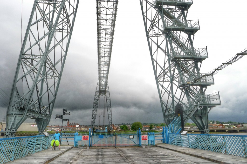 Carrie and I arrived at the transporter bridge unsure what to do. We expected to see a regular bridge. The bridge "driver" set us straight.