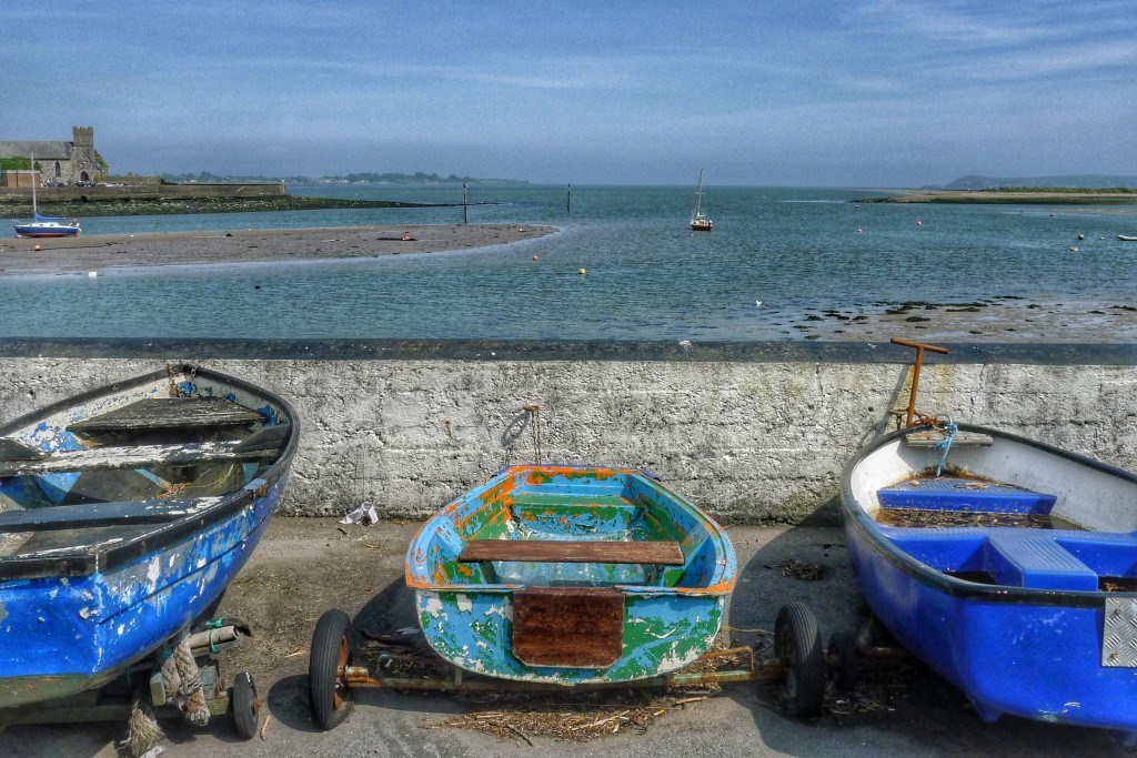 Some boats dry out in the town of Dungarvan.