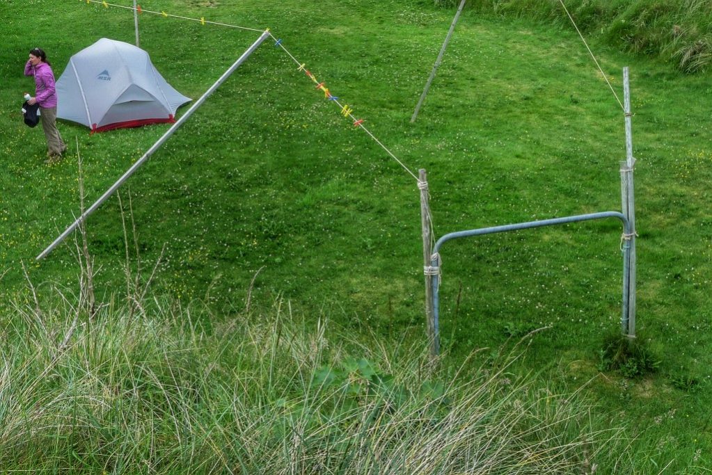 We pitched our tent in the backyard of a surfer's hostel in Strandhill.