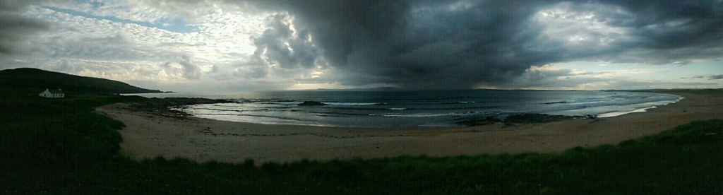 At our campsite at Kintra Farm we watched a storm approach from the Atlantic.