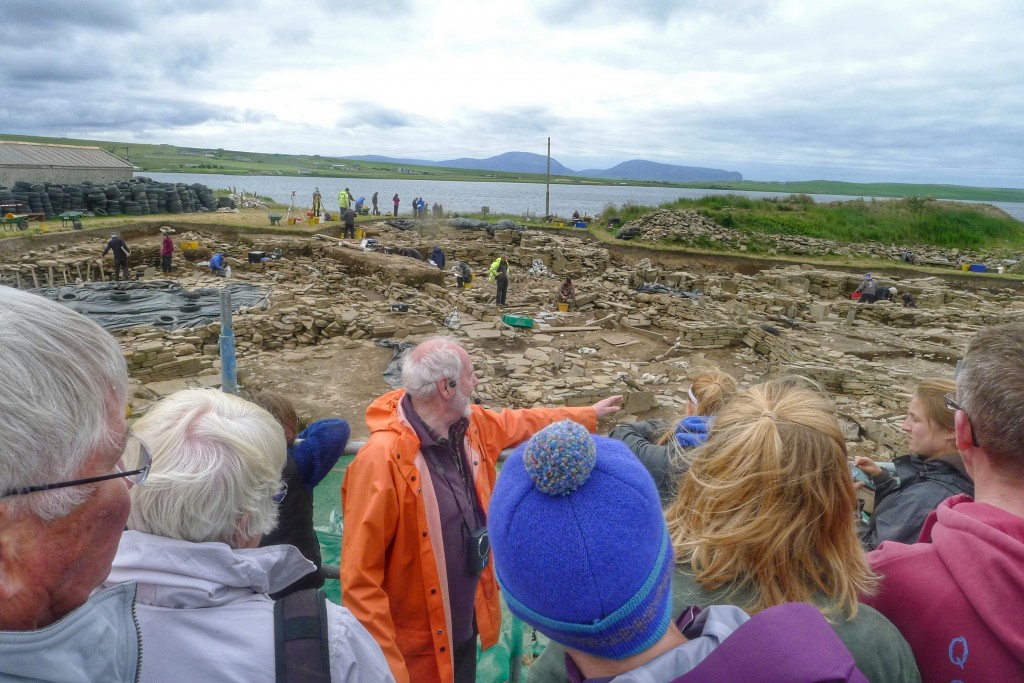 The gentleman in orange described some of the recent findings at this active archeological site on the Orkney mainland.
