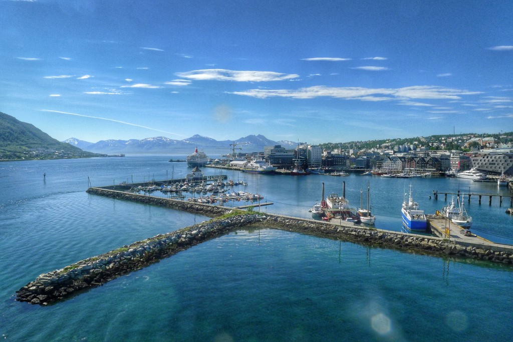 Tromsø is an island plopped right in the middle of a fjord, with more fjords visible every direction. 
