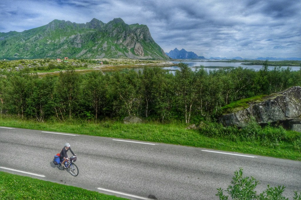 The roads wound around towering mountains all day on the Lofoten Islands.