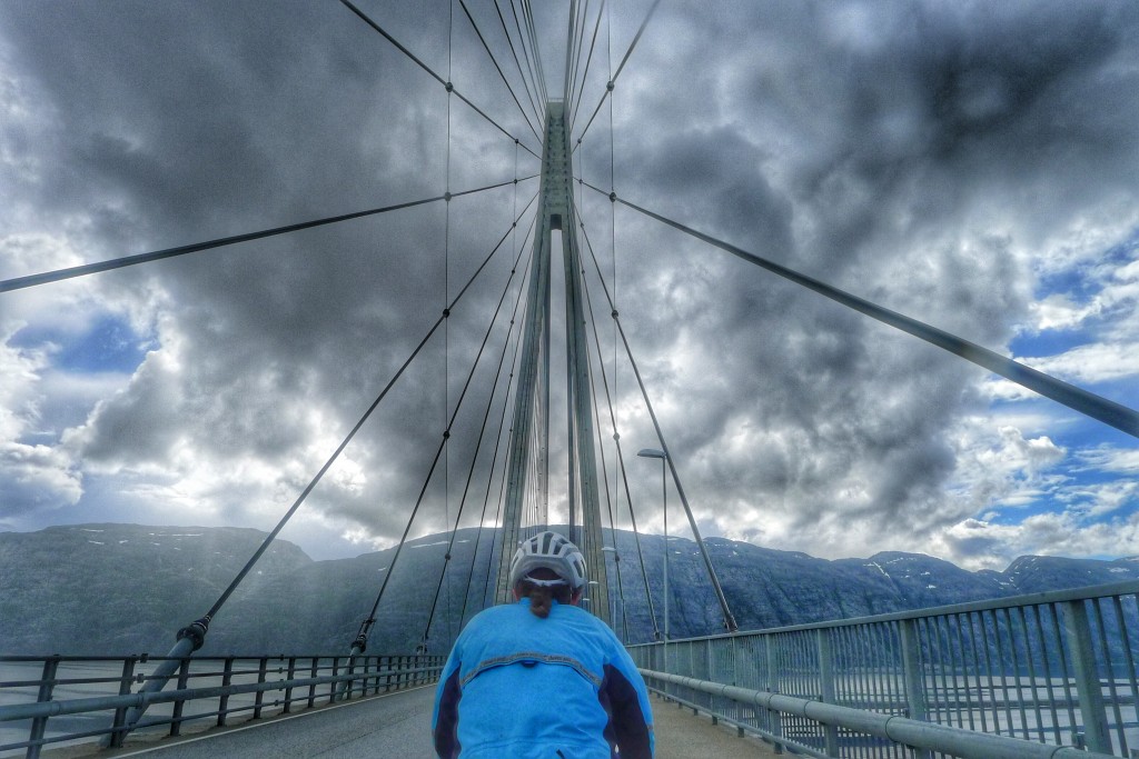 This is not a tunnel, but I liked this cable bridge, and we ride over it today.
