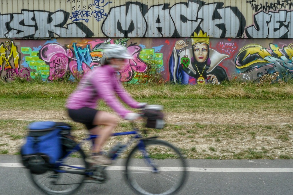 As we rode out of Paris on a nice bike path we passed lots of interesting graffiti.