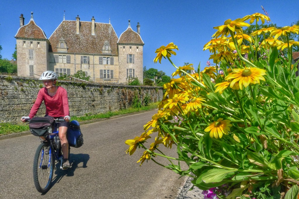 We rode by flowers and a lovely château on our way to Besançon.