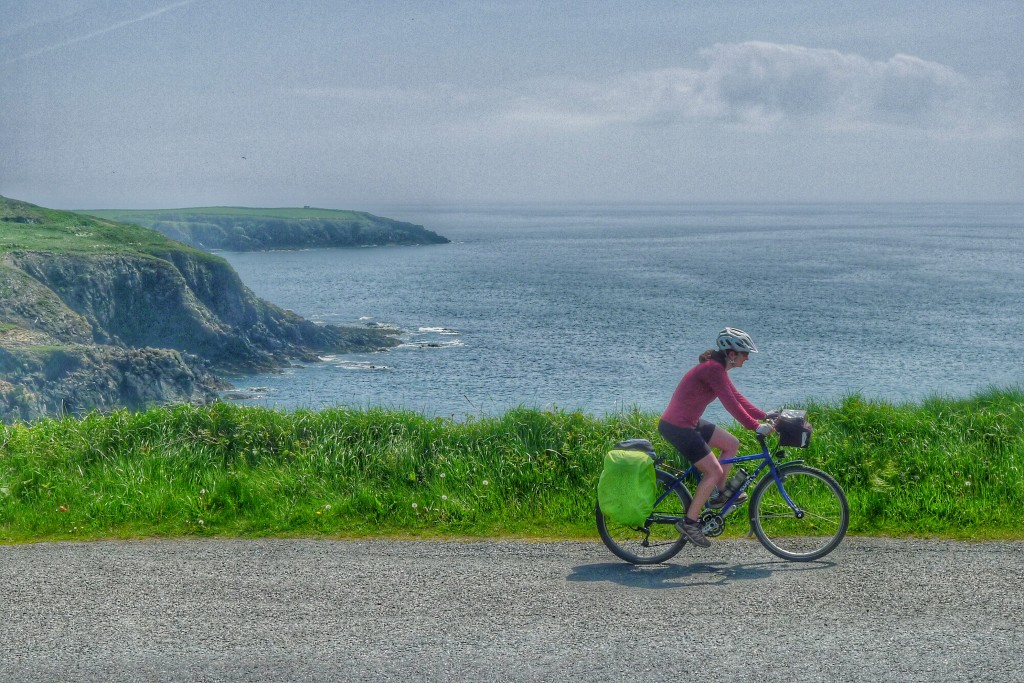 Carrie cruises up a climb along the south east coast of Ireland.