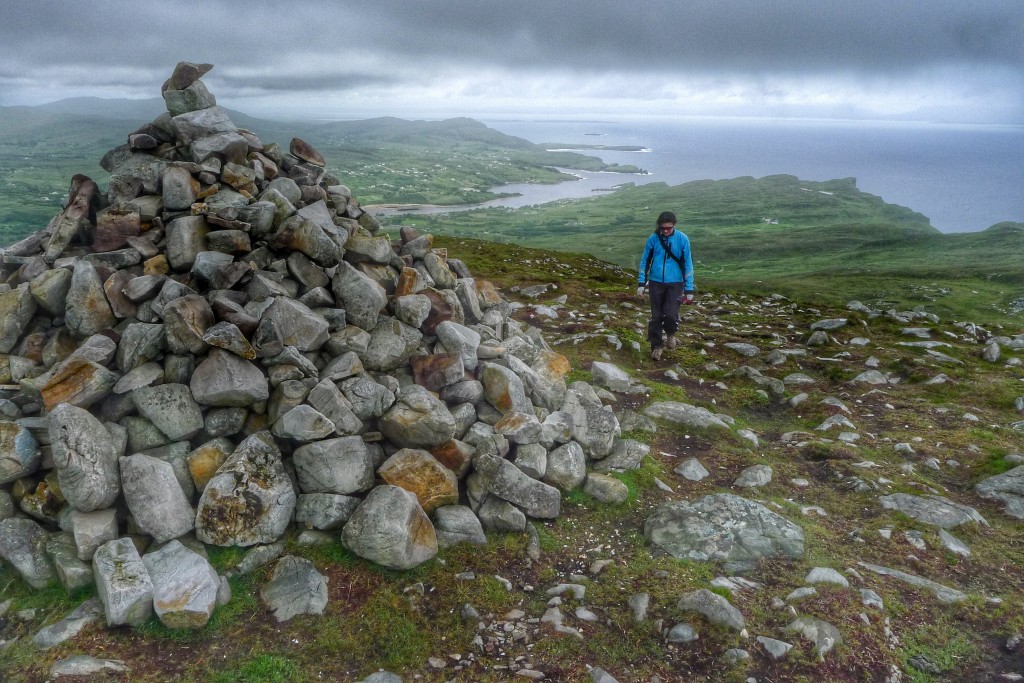 Our hike ended at this large cairn with views to Donegal Bay on one side and the Slieve League Cliffs on the other.